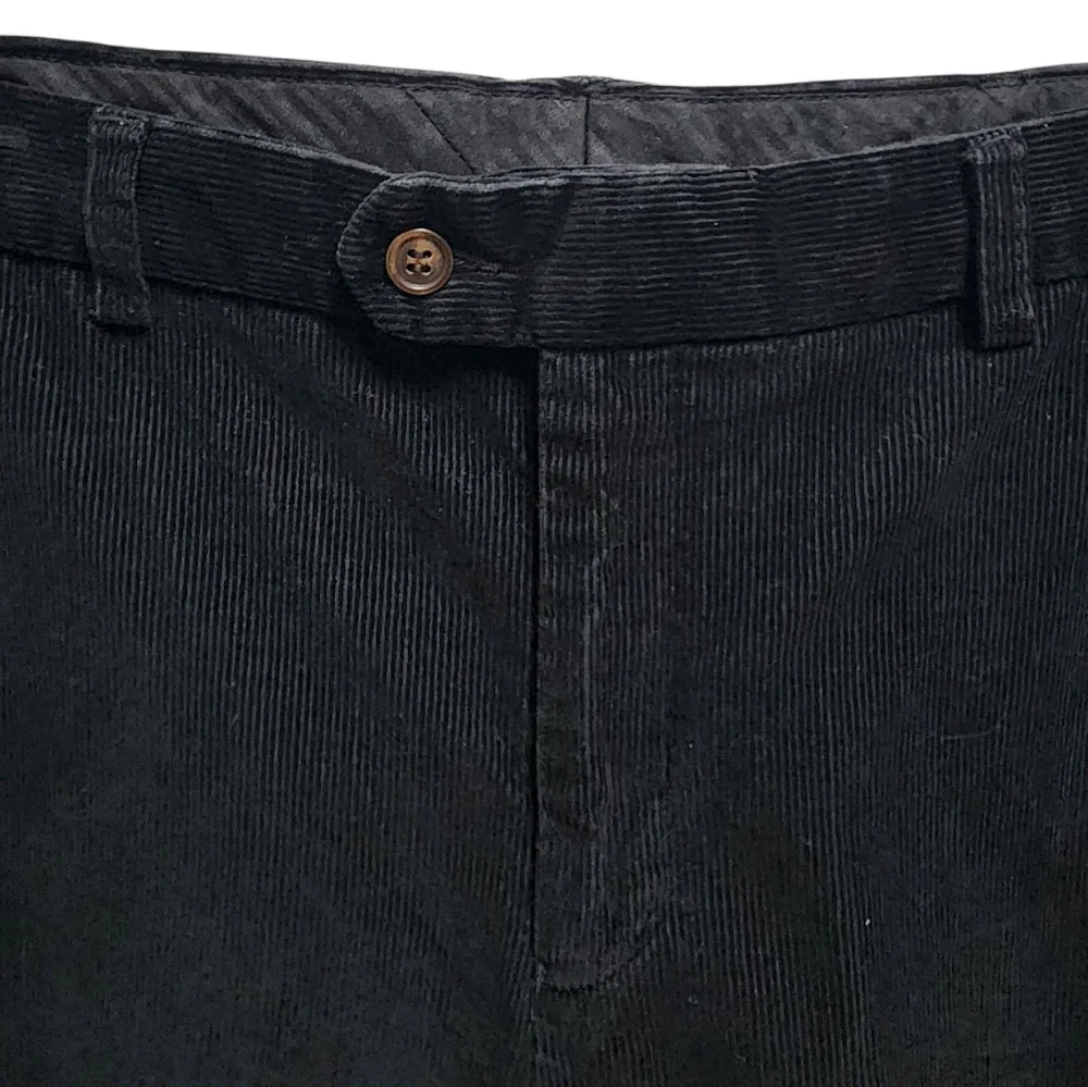 Geoffrey Beene Pants Mens 34x30 Black Cotton Corduroy Straight Flat Zip Preppy